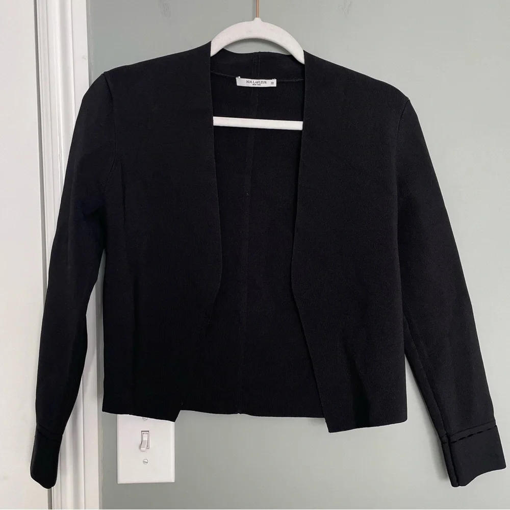 MM Lafleur "Sant Ambroeus" Jardigan Black Cropped Open Front Cardigan Jacket - Picture 3 of 17